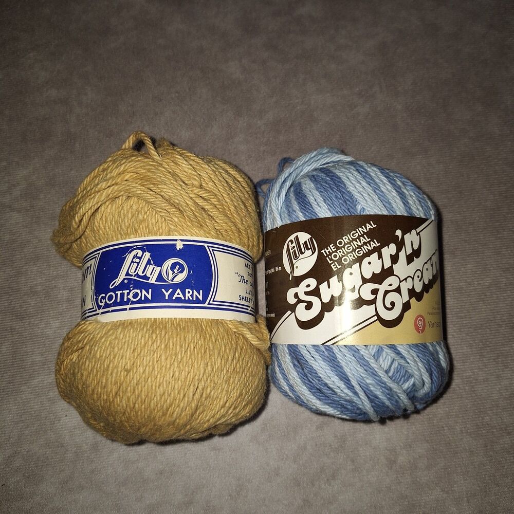 Lot Of 2 Lily's, Vtg &Sugar & Cream Solid And Multi Color Worsted, Cotton Yarn